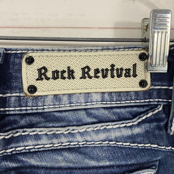 Rock Revival Womens Adele Boot Jeans Size 26 Blue Stretch Pocket Details *flaw* - Picture 7 of 16